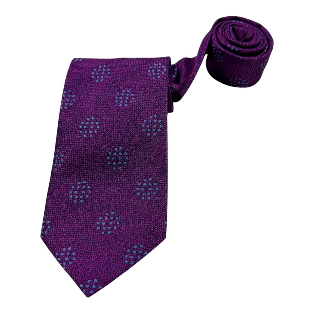 Seaward & Stearn London Mens Silk Tie Purple Blue Dotted Geometric England 1622